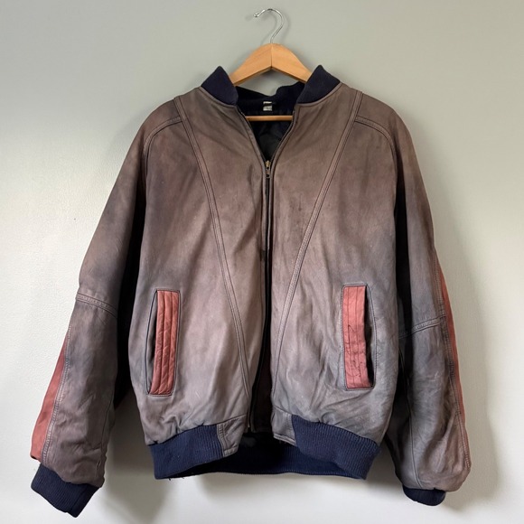 Midwest International Other - Vintage Midwest International Faded Leather Bomber Jacket Size L